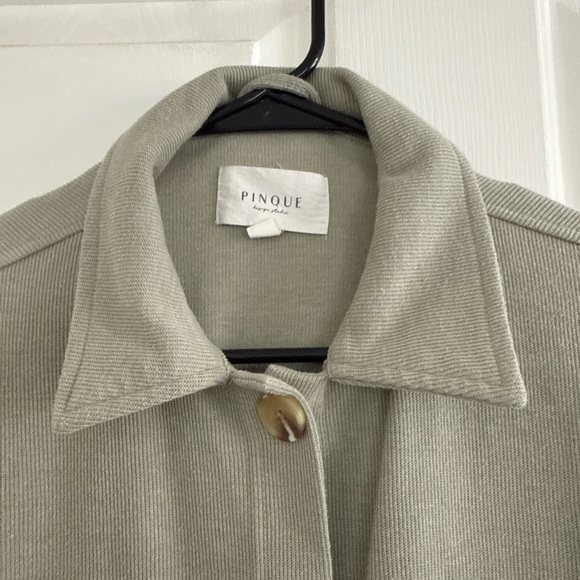 Pinque Sage Green Ribbed Button-Front Shacket — Long Sleeve, Women’s Size Small - Picture 5 of 9